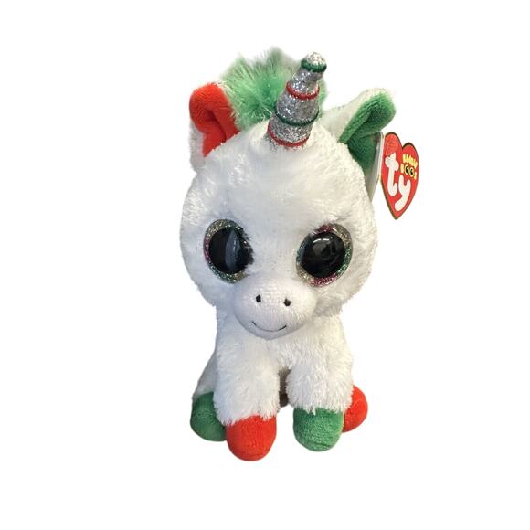 Ty Beanie Boo Candy Cane Plush Christmas Unicorn - Picture 1 of 8